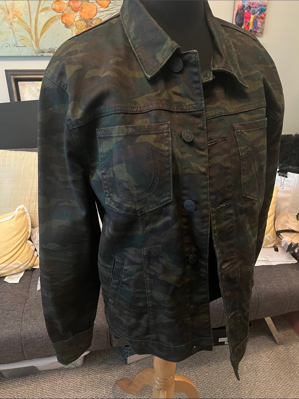 Camo Button-Up Utility Jacket - Dark Green Camo by True Religion